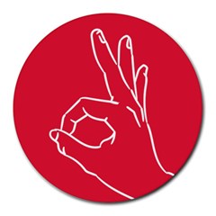 A-ok Perfect Handsign Maga Pro-trump Patriot On Maga Red Background Round Mousepads by snek