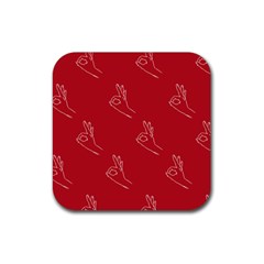 A-ok Perfect Handsign Maga Pro-trump Patriot On Maga Red Background Rubber Coaster (square)  by snek