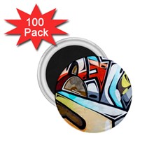 Blue Face King Graffiti Street Art Urban Blue And Orange Face Abstract Hiphop 1 75  Magnets (100 Pack)  by genx