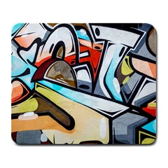 Blue Face King Graffiti Street Art Urban Blue And Orange Face Abstract Hiphop Large Mousepads by genx