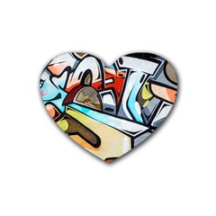 Blue Face King Graffiti Street Art Urban Blue And Orange Face Abstract Hiphop Rubber Coaster (heart)  by genx