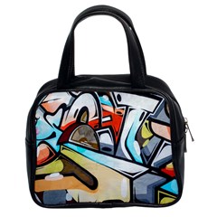 Blue Face King Graffiti Street Art Urban Blue And Orange Face Abstract Hiphop Classic Handbag (two Sides) by genx