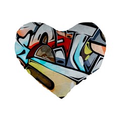 Blue Face King Graffiti Street Art Urban Blue And Orange Face Abstract Hiphop Standard 16  Premium Heart Shape Cushions by genx