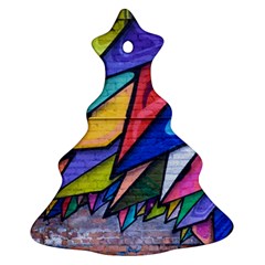 Urban Colorful Graffiti Brick Wall Industrial Scale Abstract Pattern Christmas Tree Ornament (two Sides)