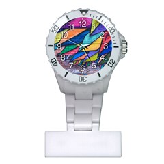 Urban Colorful Graffiti Brick Wall Industrial Scale Abstract Pattern Plastic Nurses Watch by genx