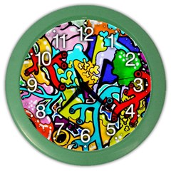 Graffiti Abstract With Colorful Tubes And Biology Artery Theme Color Wall Clock by genx