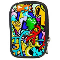 Graffiti Abstract With Colorful Tubes And Biology Artery Theme Compact Camera Leather Case by genx