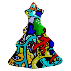 Graffiti Abstract With Colorful Tubes And Biology Artery Theme Christmas Tree Ornament (two Sides)