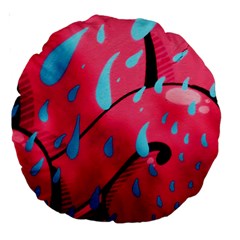 Graffiti Watermelon Pink With Light Blue Drops Retro Large 18  Premium Round Cushions by genx