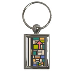 Door Stained Glass Stained Glass Key Chains (rectangle)  by Pakrebo