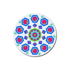 Mandala Geometric Design Pattern Rubber Coaster (round)  by Pakrebo