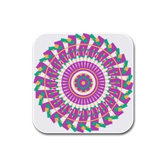 Mandala Geometric Pattern Shapes Rubber Square Coaster (4 Pack)  by Pakrebo