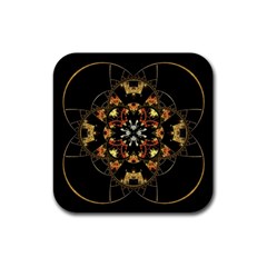 Fractal Stained Glass Ornate Rubber Coaster (square)  by Pakrebo