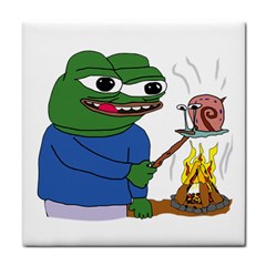 Apu Apustaja Roasting A Snail On A Campfire Pepe The Frog Pepethefrog The Helper Kekistan Tile Coasters by snek