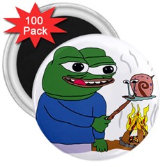 Apu Apustaja Roasting A Snail On A Campfire Pepe The Frog Pepethefrog The Helper Kekistan 3  Magnets (100 Pack) by snek