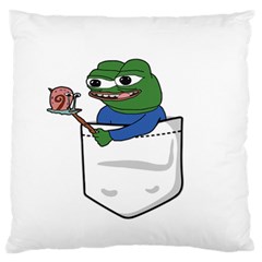 Apu Apustaja Roasting A Snail On A Campfire Pepe The Frog Pocket Tee Kekistan Large Flano Cushion Case (two Sides) by snek