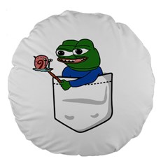 Apu Apustaja Roasting A Snail On A Campfire Pepe The Frog Pocket Tee Kekistan Large 18  Premium Flano Round Cushions by snek