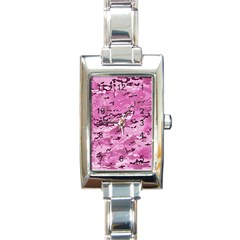 Pink Camouflage Army Military Girl Rectangle Italian Charm Watch by snek