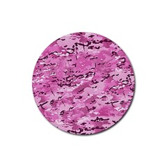 Pink Camouflage Army Military Girl Rubber Round Coaster (4 Pack)  by snek