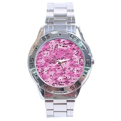 Pink Camouflage Army Military Girl Stainless Steel Analogue Watch by snek