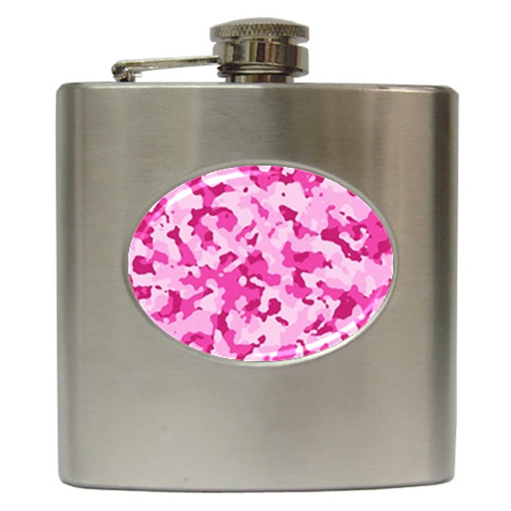 Standard Pink Camouflage Army Military Girl funny pattern Hip Flask (6 oz)