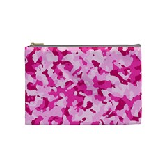 Standard Pink Camouflage Army Military Girl Funny Pattern Cosmetic Bag (medium) by snek