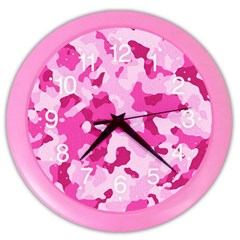 Standard Pink Camouflage Army Military Girl Color Wall Clock by snek