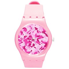 Standard Pink Camouflage Army Military Girl Round Plastic Sport Watch (m)