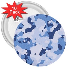Standard light blue Camouflage Army Military 3  Buttons (10 pack) 