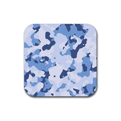 Standard Light Blue Camouflage Army Military Rubber Coaster (square)  by snek
