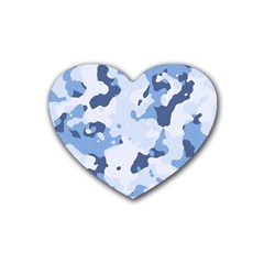 Standard light blue Camouflage Army Military Rubber Coaster (Heart) 