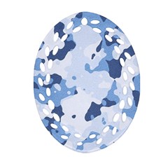 Standard Light Blue Camouflage Army Military Oval Filigree Ornament (two Sides) by snek