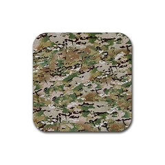 Wood Camouflage Military Army Green Khaki Pattern Rubber Coaster (square)  by snek