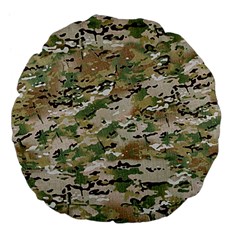 Wood Camouflage Military Army Green Khaki Pattern Large 18  Premium Flano Round Cushions by snek