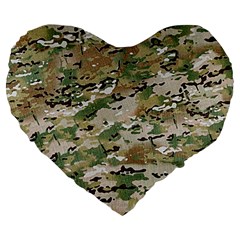 Wood Camouflage Military Army Green Khaki Pattern Large 19  Premium Flano Heart Shape Cushions by snek