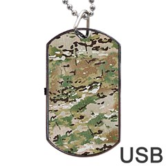 Wood Camouflage Military Army Green Khaki Pattern Dog Tag Usb Flash (one Side) by snek