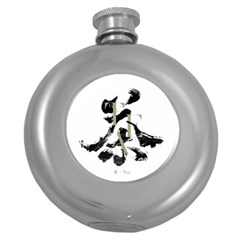 Tea Calligraphy Round Hip Flask (5 Oz) by EMWdesign