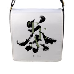 Tea Calligraphy Flap Closure Messenger Bag (l) by EMWdesign