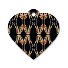 Kaleidoscope Symmetry Pattern Girls Dog Tag Heart (one Side) by Pakrebo