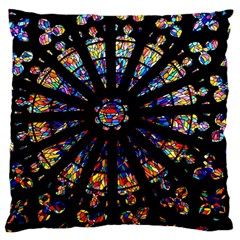 Church Stained Glass Windows Colors Large Flano Cushion Case (two Sides) by Pakrebo