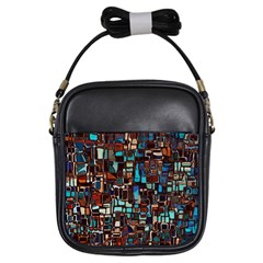 Stained Glass Mosaic Abstract Girls Sling Bag by Pakrebo