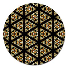 Pattern Stained Glass Triangles Magnet 5  (round) by Pakrebo