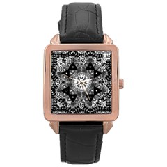 Mandala Calming Coloring Page Rose Gold Leather Watch 