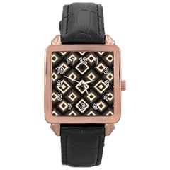 Native American Pattern Rose Gold Leather Watch  by Valentinaart