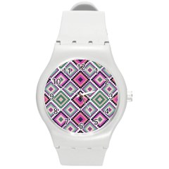 Native American Pattern Round Plastic Sport Watch (m)