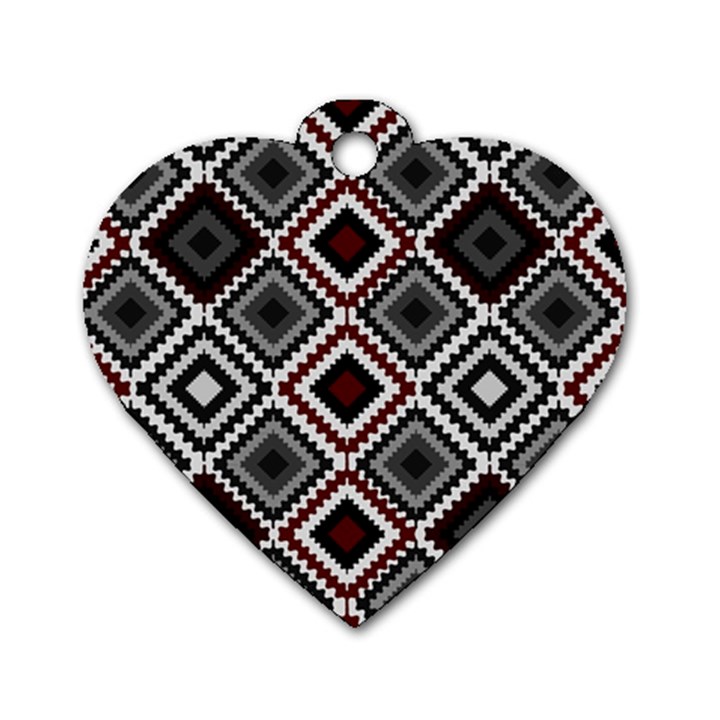 Native American Pattern Dog Tag Heart (One Side)