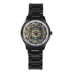 Vitrage Stained Glass Church Window Stainless Steel Round Watch by Pakrebo