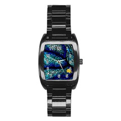 Sea Fans Diving Coral Stained Glass Stainless Steel Barrel Watch by Pakrebo