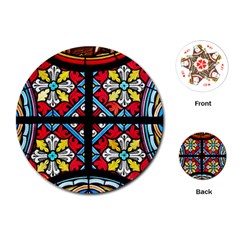 Stained Glass Window Colorful Color Playing Cards (round) by Pakrebo