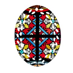 Stained Glass Window Colorful Color Oval Filigree Ornament (two Sides) by Pakrebo